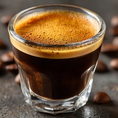 Rich espresso with golden crema in a glass tumbler Image