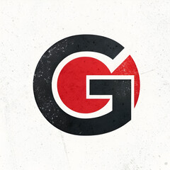 a black and red letter g with a red circle on it