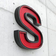 a black and red letter s that has a red and black