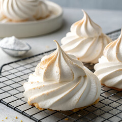 closeup of homemade white merengue