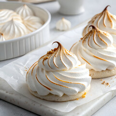 closeup of homemade white merengue
