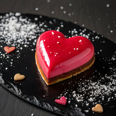 directly above shot of heart shape sweet food on background