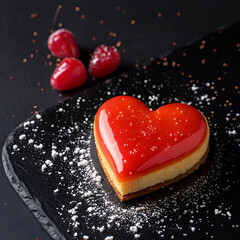 directly above shot of heart shape sweet food on background