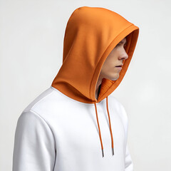 front of basic white and orange hoodie isolated