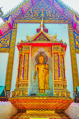 Ornate mondop in outer wall of Viharn of Wat Si Koet, Chiang Mai, Thailand