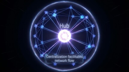 Centralized network hub with glowing connections illustrating data flow