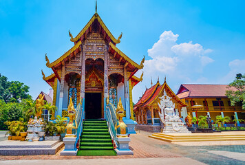 The facade of the viharn of Wat Thung Yu, Chiang Mai, Thailand