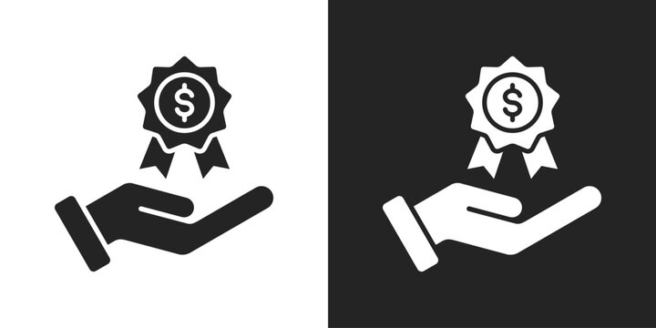 Benefit Icon In Black And White Glyph Style
