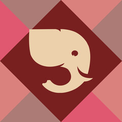 Abstract geometric vector art featuring two stylized elephant silhouettes in split-tone colors, arranged with triangles and angular patterns for modern decorative design.