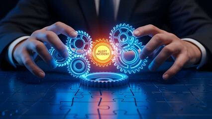 Alert Incident Business Teamwork and Digital Technology Cooperation