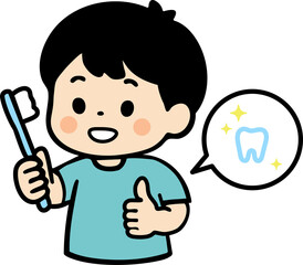 Happy Child Brushing Teeth