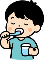 Happy Child Brushing Teeth