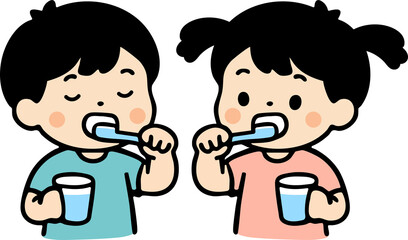 Happy Child Brushing Teeth