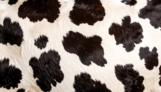 Texture of cow artificial skin with pattern realistic black-and-white spots, short glossy hair, tileable texture