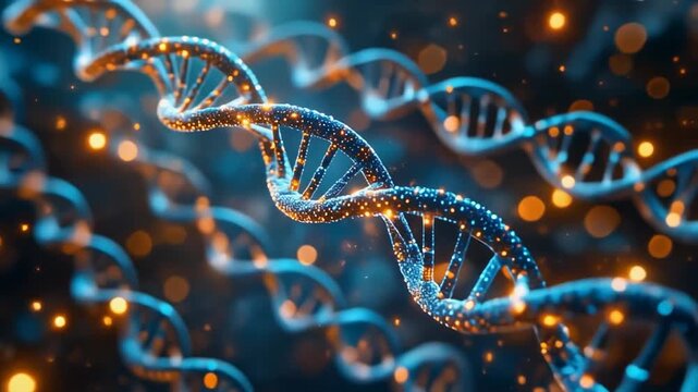 3D DNA Double Helix 4K Ultra HD Scientific Illustration of Genetic Code and Molecular Structure