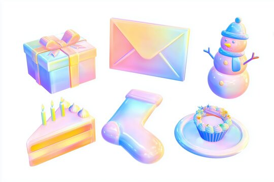 Festive Array of Celebratory Elements: A captivating collection of festive illustrations, with each element emanating a feeling of glee and enjoyment