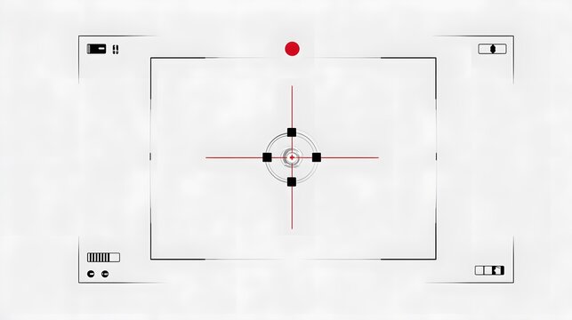 Digital targeting reticle with red dot in center and crosshairs