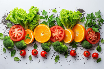 fresh vegetables on a white background