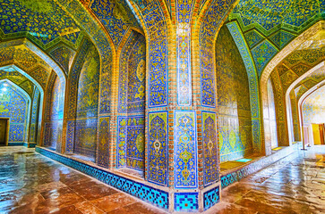 In corridor of Sheikh Lotfollah Mosque in Isfahan, Iran