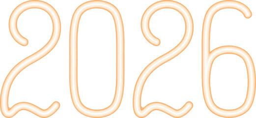 Bright glowing neon 2026, envisioning the future with optimism and excitement, perfect for new year greetings and modern designs, celebrating a milestone year