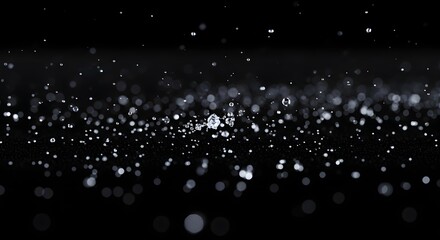 Christmas night illustration with blue glitter snowflakes and rain drops on the window