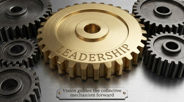 Gold leadership gear driving business forward