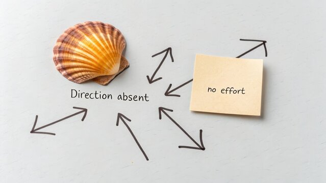Seashell and arrows showing direction and absent effort - Powered by Adobe