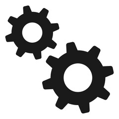 Two gears icon – dual cogwheel symbol representing system settings, process automation, mechanical operation, workflow optimization, teamwork, and engineering functions.
