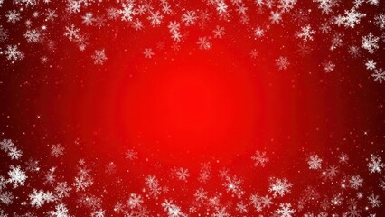 Festive red background with falling snowflakes for holiday designs