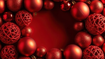 Elegant red ornate easter eggs arranged in a circular frame