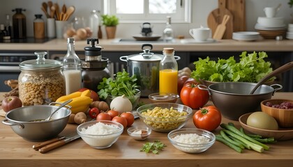 cooking in the kitchen