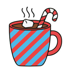 Cup of tea and coffee with a heart design illustration