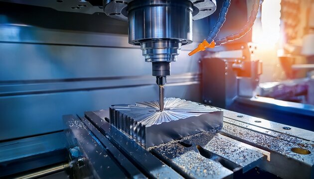 the cnc milling machine finishing cutting the injection mold parts with endmill tools