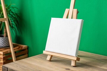 Small standing whiteboard on a clean green background, ideal for education, announcements, presentations, classroom themes, creative designs, and teaching concepts.