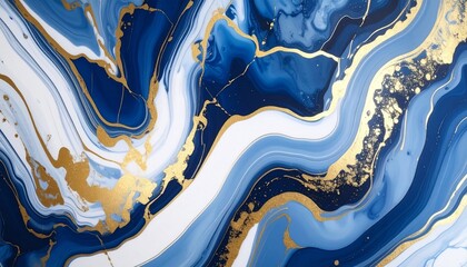 大理石 マーブル インク アルコールインクアート 流体 アブストラクト 抽象画 青 ブルー 白 ホワイト ゴールド 金色 豪華 流れ 波動 芸術 高級感 エレガント 背景 テクスチャ