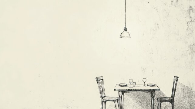 Empty drawing room table and chairs