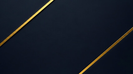 Elegant dark blue background with two luxurious golden diagonal stripes for premium design and texture
