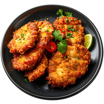 Delicious ecuadorian fritada a platter of fried pork with traditional sides isolated on white background for a vibrant food image