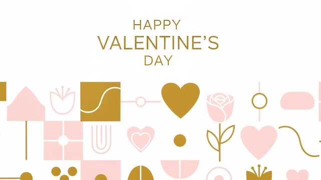 Animated valentine's day greeting with heart and flower patterns