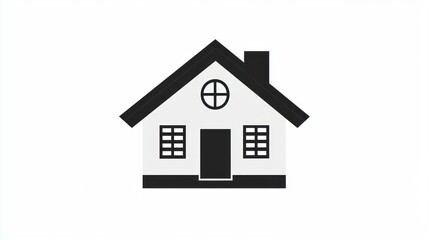 Obraz premium Simple house icon, white background, home design, real estate