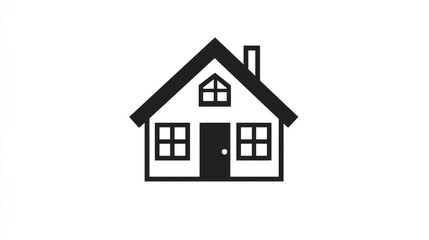 Simple house icon, white background, home, real estate