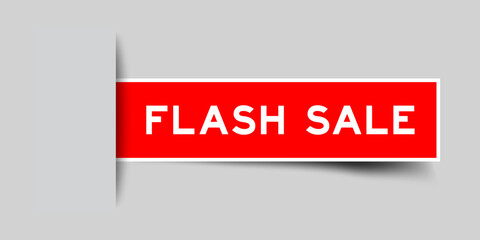 Red color square shape sticker label with word flash sale inserted in gray background