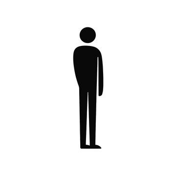 Simple stick figure person standing side view minimal vector illustration