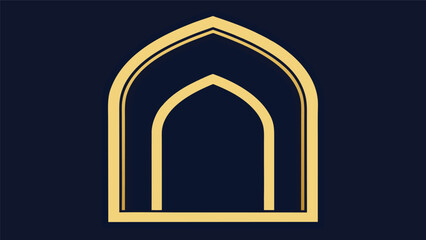 Blue and Gold Mosque Arch Vector Element