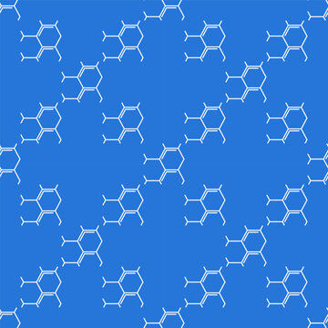 Chemistry hexagonal molecular formula vector Science seamless pattern in thin line style