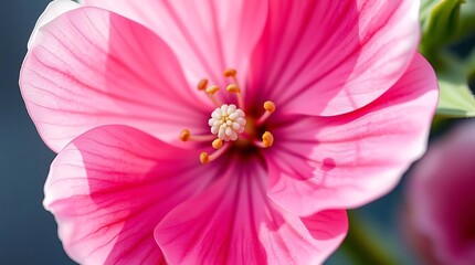 Ultra-realistic watercolor painting of a delicate flower, vibrant pink petals, soft diffused light, painterly texture, macro photography style, close-up shot