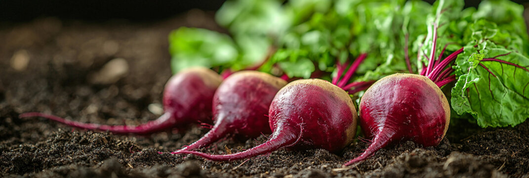 Fresh organic beetroots growing in rich soil Generative AI - Powered by Adobe