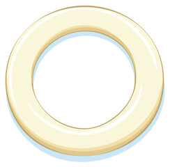 Cream-colored ring shape with shading and a light blue outline, cartoon-style graphic.
