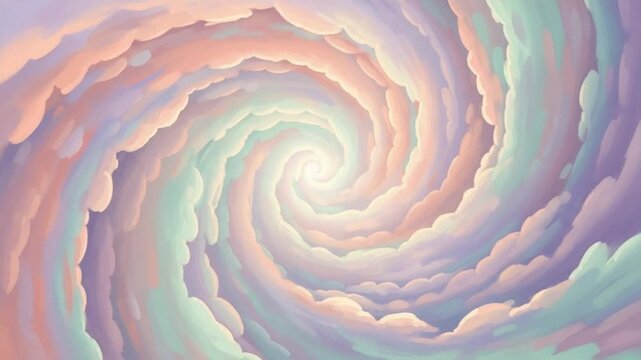 Whimsical Cloud Swirl: A dreamy swirling vortex of soft, pastel-colored clouds creates a mesmerizing and ethereal atmosphere, evoking feelings of serenity and wonder.
