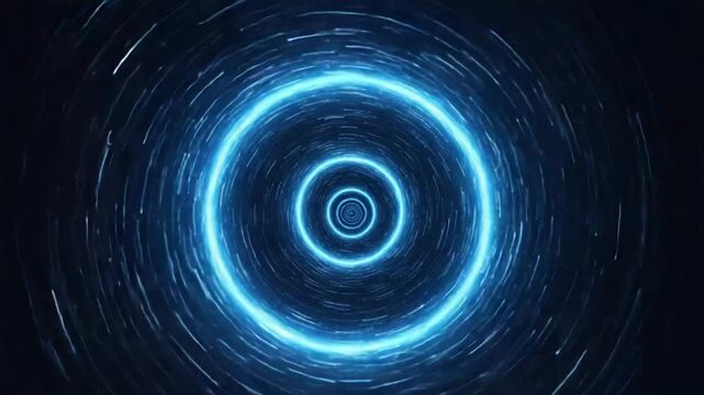 Illuminating Rings of Energy: An artistic representation of concentric rings of radiant blue light, emanating from a central source, against a dark backdrop. This evokes themes of energy, time.